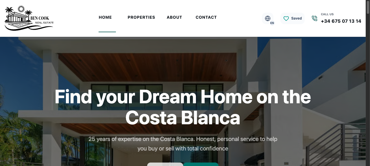 Ben Cook Real Estate Full Desktop Screenshot