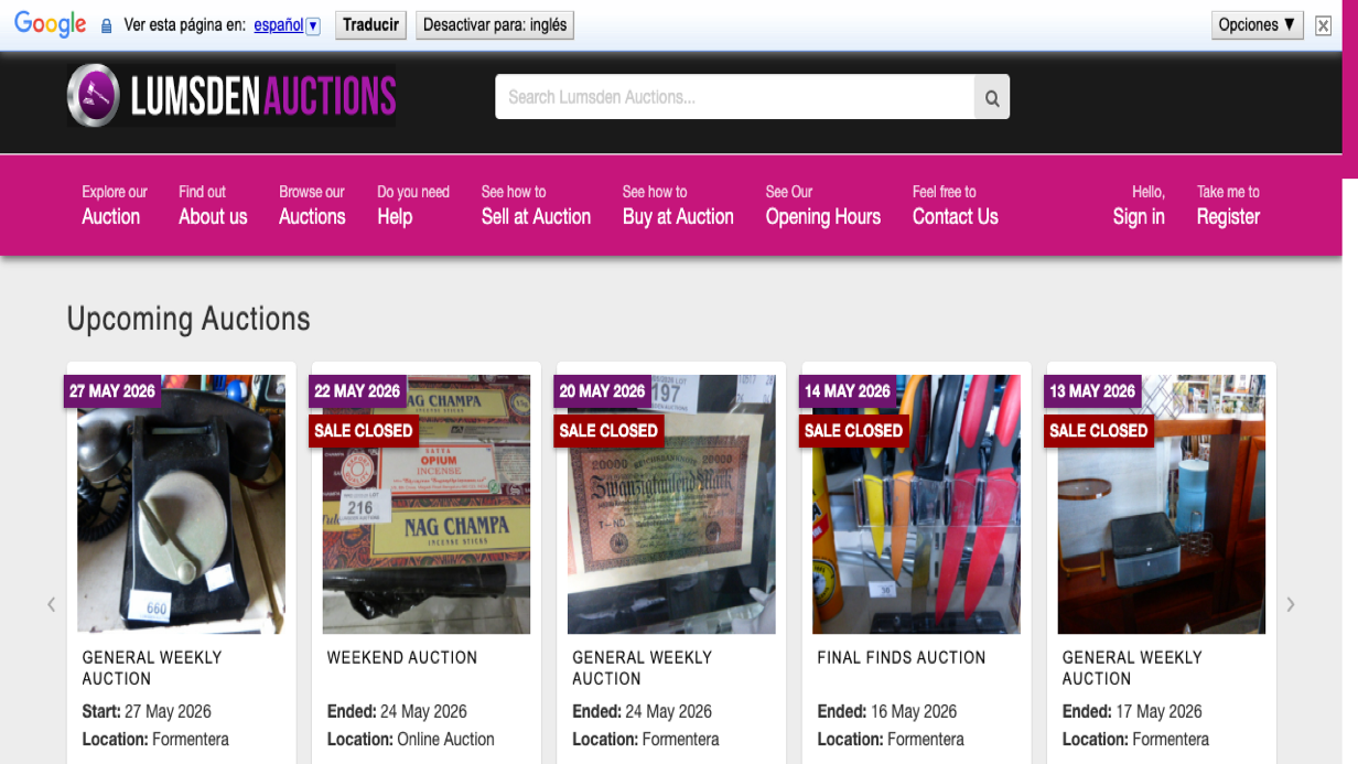 Lumsden Auctions Full Desktop Screenshot